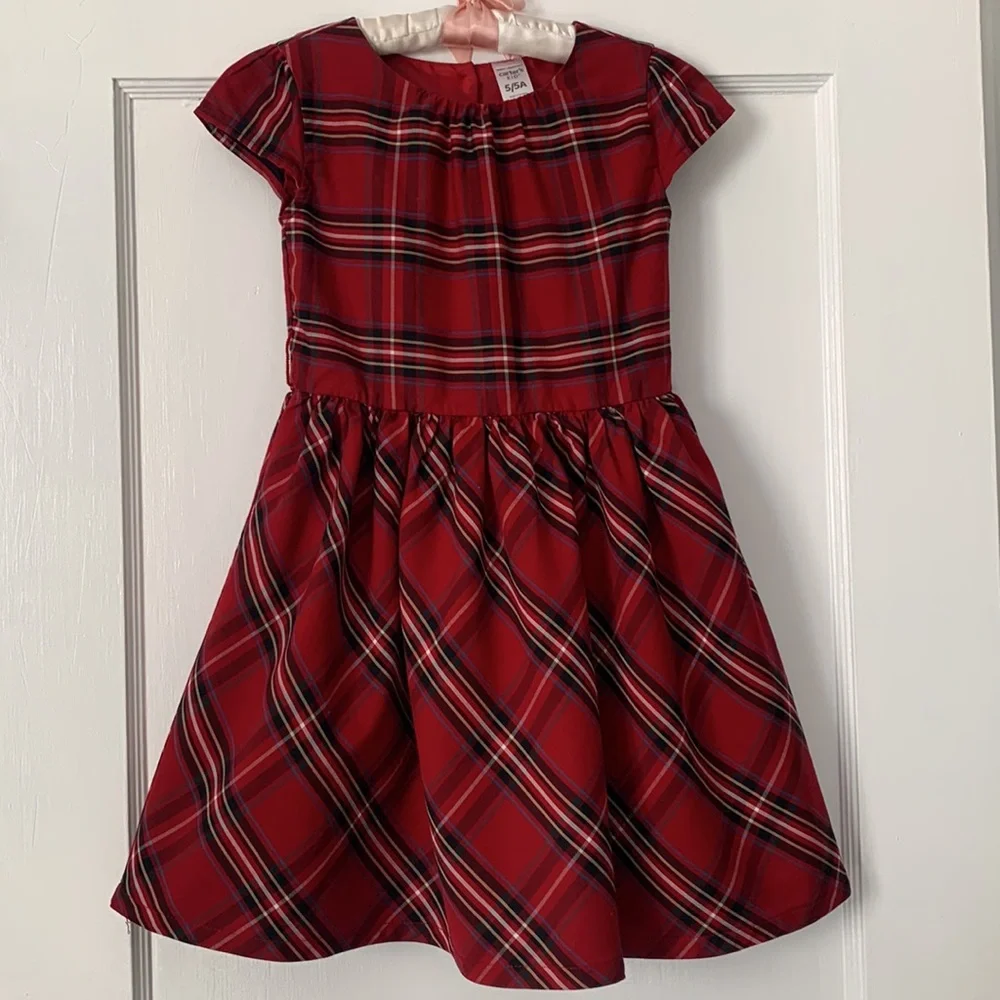 Carter’s Red Plaid Dress 5 Holiday Christmas EUC